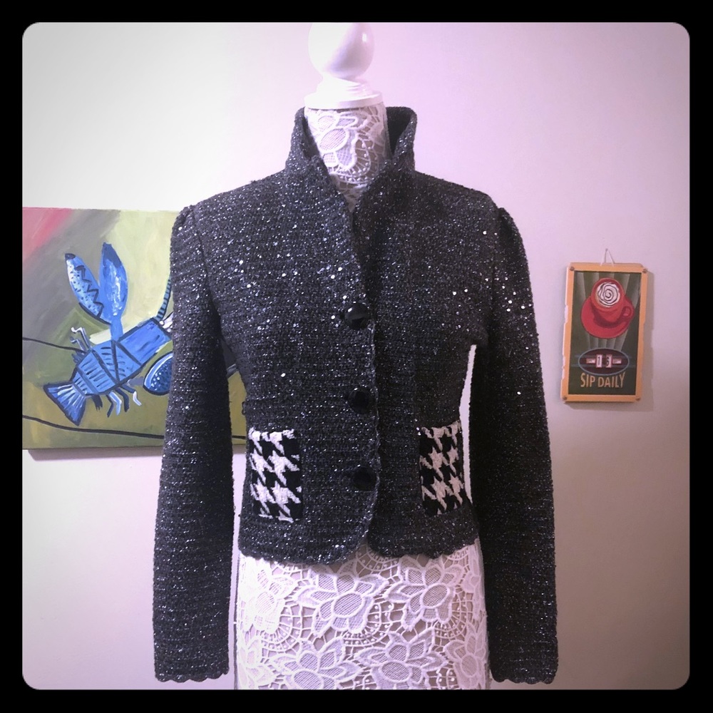 D&G Dolce and Gabbana silver tweed coat